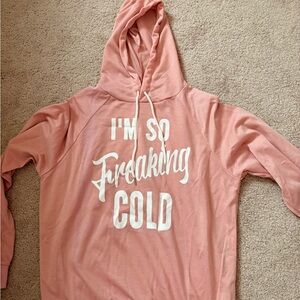 Pink Hoodie with White Text